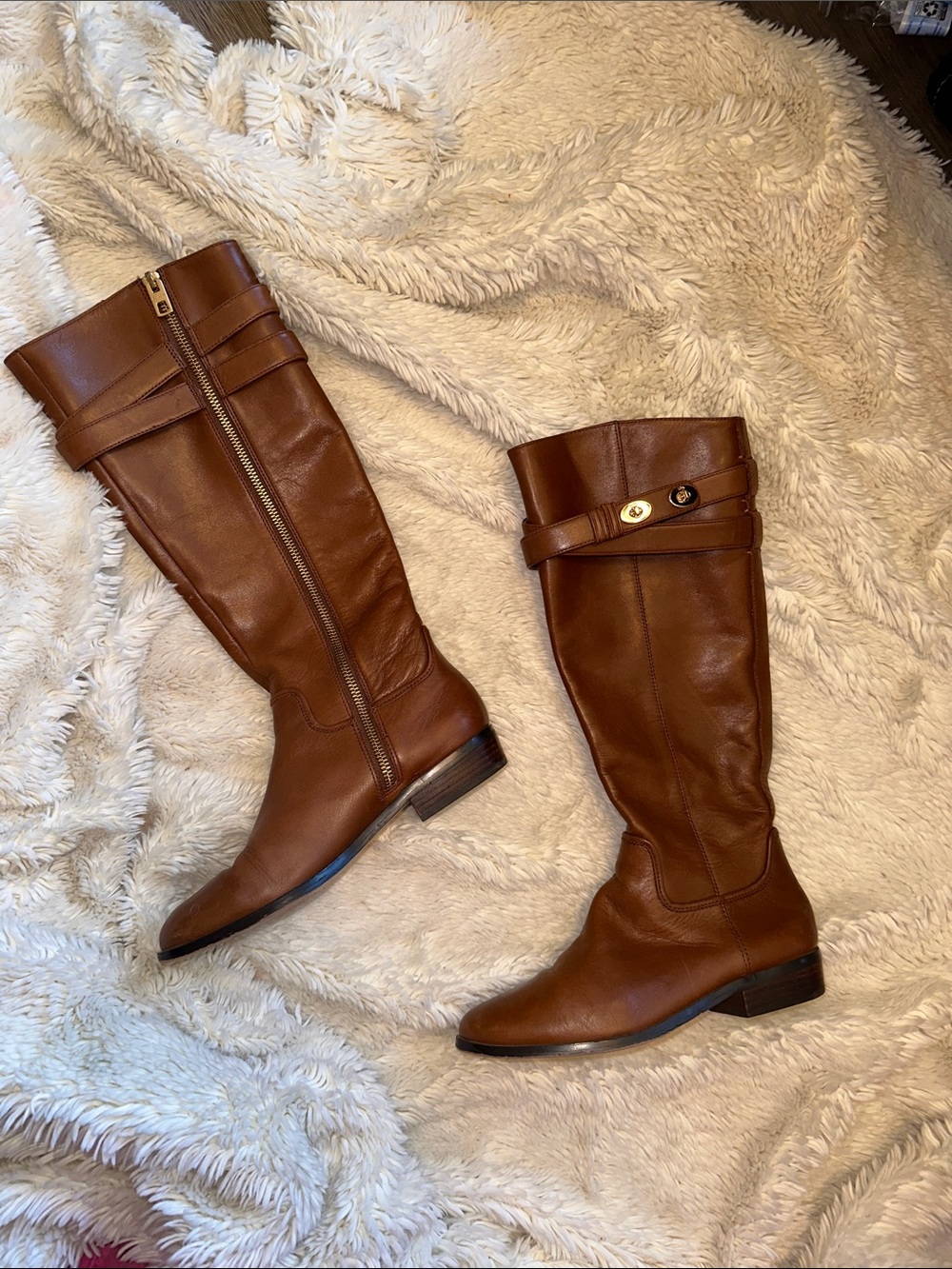 Coach Brown Leather Knee-High Riding Boots - Picture 6 of 8